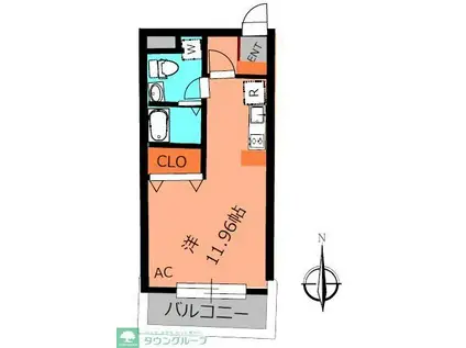 栗山ヴィレッジ(ワンルーム/2階)の間取り写真