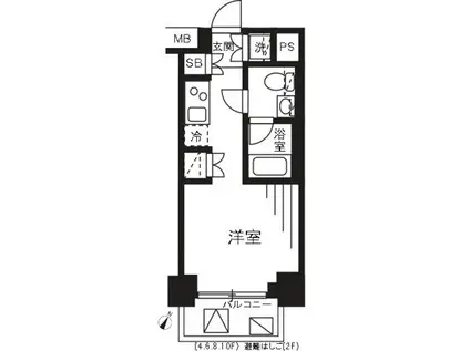 プレミアムキューブ横浜(ワンルーム/8階)の間取り写真