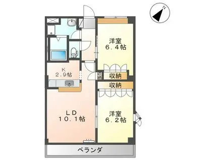 フラワー小林(2LDK/2階)の間取り写真