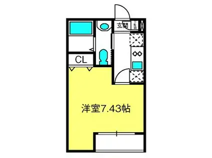 モナーク越谷(1K/2階)の間取り写真