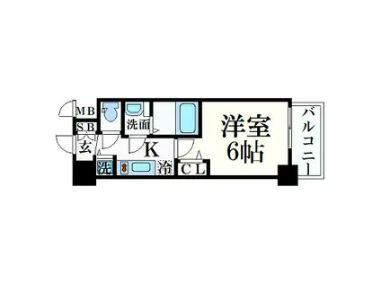 プレサンス心斎橋ブライト(1K/14階)の間取り写真