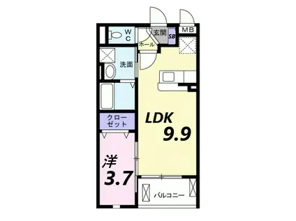 ローレルパーク(1LDK/1階)の間取り写真