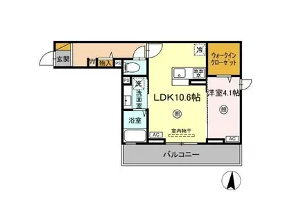 プライムヒル(1LDK/2階)の間取り写真