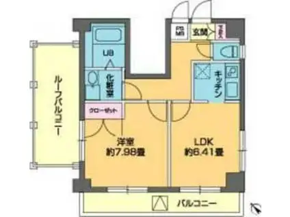 ニューシティアパートメント久が原(1DK/7階)の間取り写真