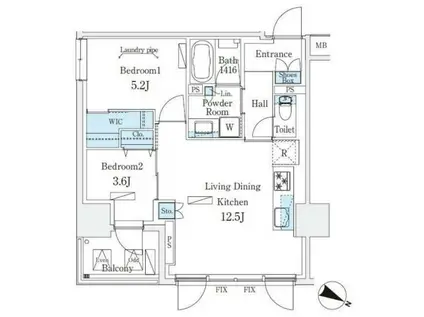 URBAN BREEZE 恵比寿(2LDK/10階)の間取り写真