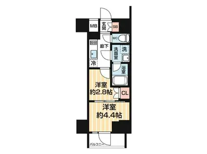 ARCOBALENO MINAMISENJU(2K/3階)の間取り写真