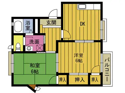 タウニィ別府(2DK/2階)の間取り写真