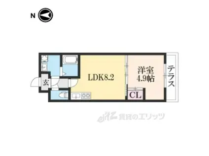 クレアーレ伏見南(1LDK/1階)の間取り写真