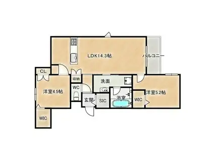 内代レジデンスノース(2LDK/1階)の間取り写真