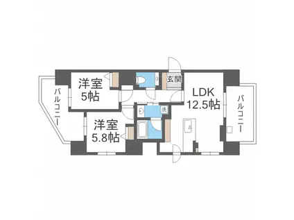 グランファーレ円山北レジェンドスクエア(2LDK/6階)の間取り写真