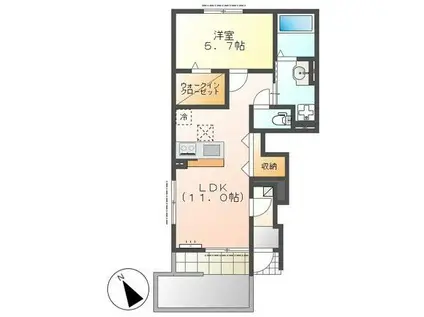 ロイヤルI(1LDK/1階)の間取り写真