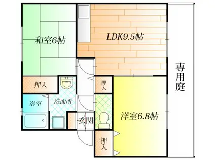 WING壱番館(2LDK/1階)の間取り写真