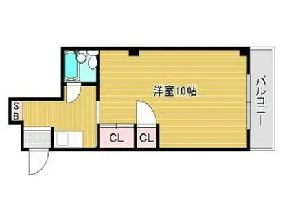 ハレクラニ下山手(1K/3階)の間取り写真