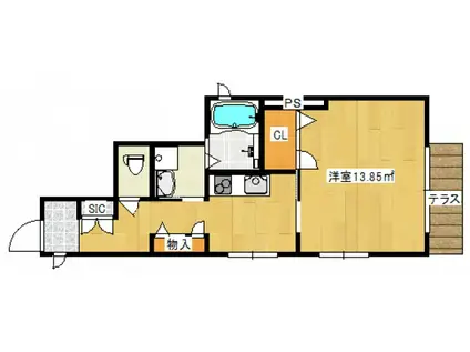 シャーメゾン西儀 浜(1K/1階)の間取り写真