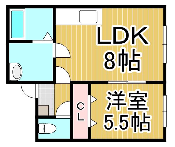 カーサ日の出(1LDK/1階)の間取り写真
