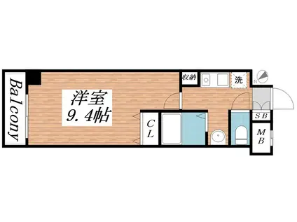 ブリックロード山の手(1K/5階)の間取り写真