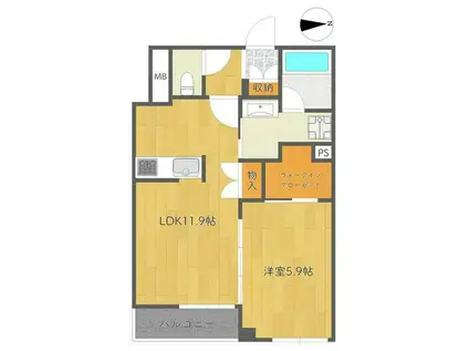 ウィンクルム(1LDK/1階)の間取り写真