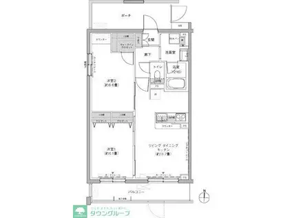SYNCHRONICITY MUSASHINO(2LDK/1階)の間取り写真