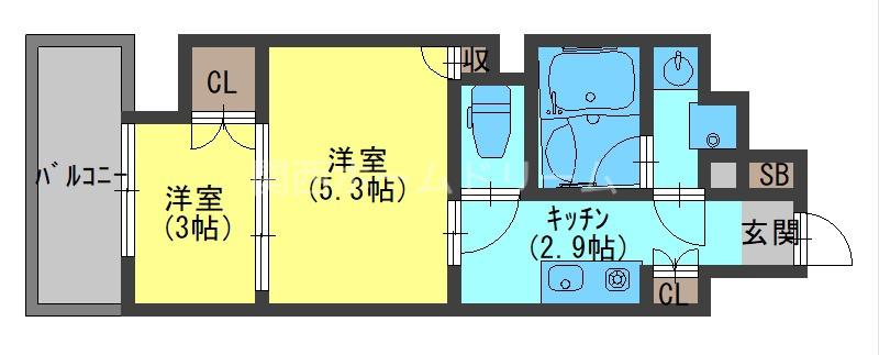 ウエリスアーバン守口(1K/10階)の間取り写真
