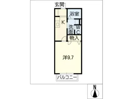 ボルベール(1K/1階)の間取り写真