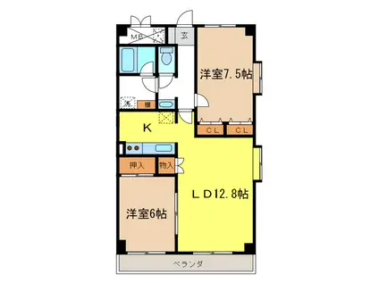 2000ポスト葡萄の里(2LDK/2階)の間取り写真