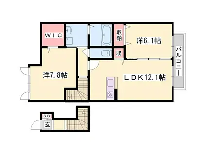 シャーロット A棟(2LDK/2階)の間取り写真