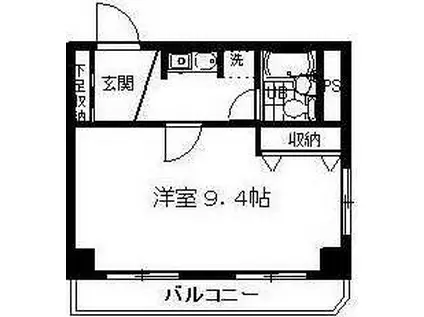 ベルトピア国分寺(1K/5階)の間取り写真
