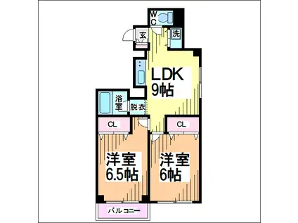 ルレーヴ久我山(2LDK/2階)の間取り写真