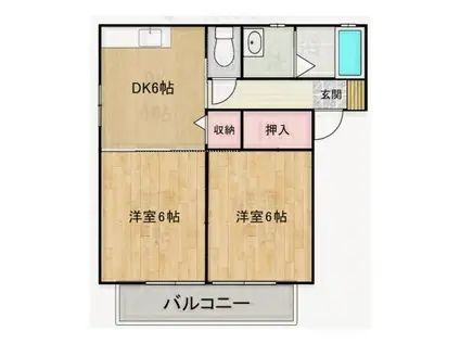 ポルテ三原明神C(2DK/2階)の間取り写真