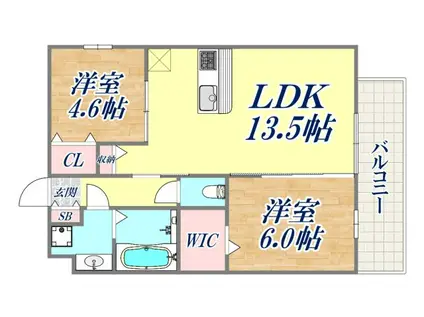 PREMIERE SAKURA(2LDK/1階)の間取り写真