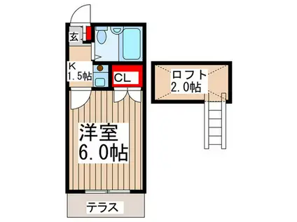 グリーンコーポミナミ(1K/1階)の間取り写真