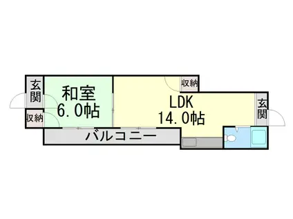 レジデンス城の下(1DK/1階)の間取り写真