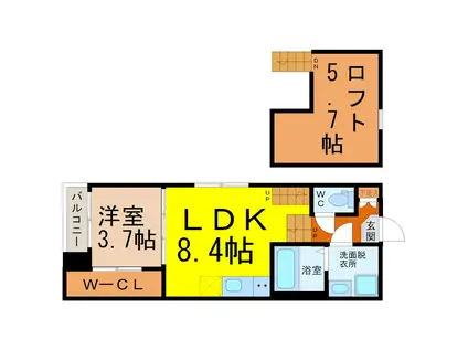 MAISON ETOA(1LDK/2階)の間取り写真