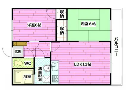 西山本ハイツ(2LDK/1階)の間取り写真