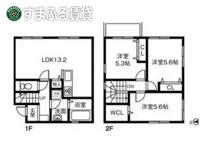 LAND COURT 重原駅B(3LDK/2階)の間取り写真