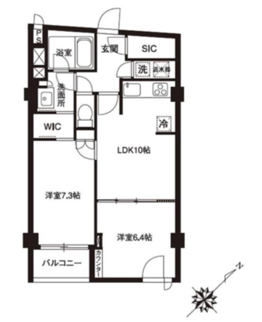 アーバンパーク代官山I(2LDK/2階)の間取り写真