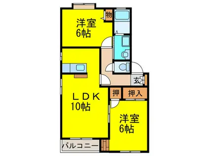 サンライズ板付A(2LDK/2階)の間取り写真