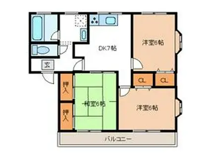 メゾン・カルプ(3DK/1階)の間取り写真