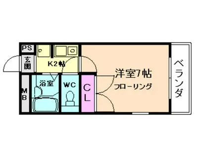 ヴィラ待兼山(1K/1階)の間取り写真