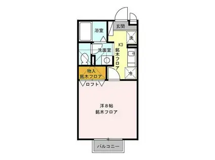 フローラS(1K/2階)の間取り写真
