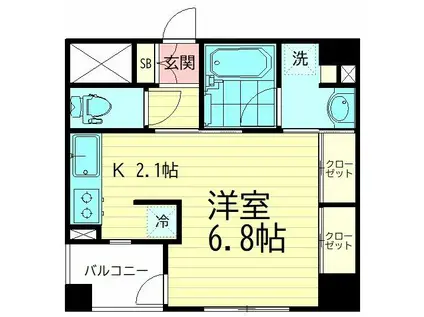 クリオレジダンス大森ウエスト(ワンルーム/4階)の間取り写真