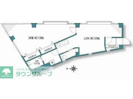 下山ビル(1LDK/3階)の間取り写真