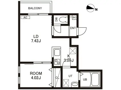 CHERIM竹下II(1LDK/2階)の間取り写真
