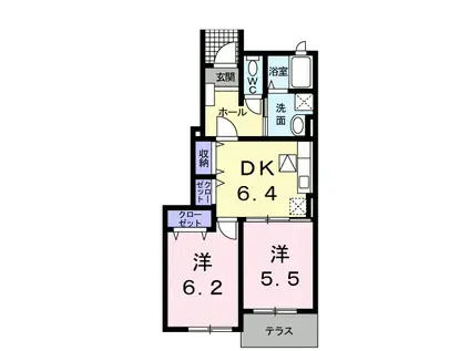 バンビーノ I(2DK/1階)の間取り写真