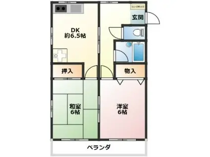 シオンハイム(1K/1階)の間取り写真