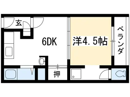 アミティエ一乗寺(1DK/4階)の間取り写真