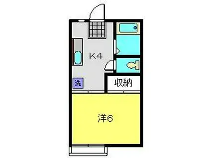 パームコート(1K/2階)の間取り写真