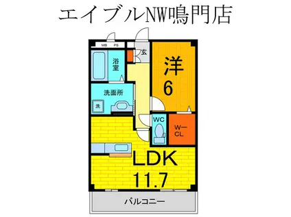 モンプリミエルラシオン(1LDK/1階)の間取り写真