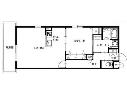COMFY COURT 五条西洞院(1LDK/1階)の間取り写真