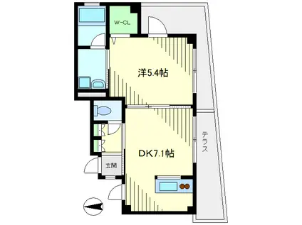 リヴェールシャトー(1DK/1階)の間取り写真